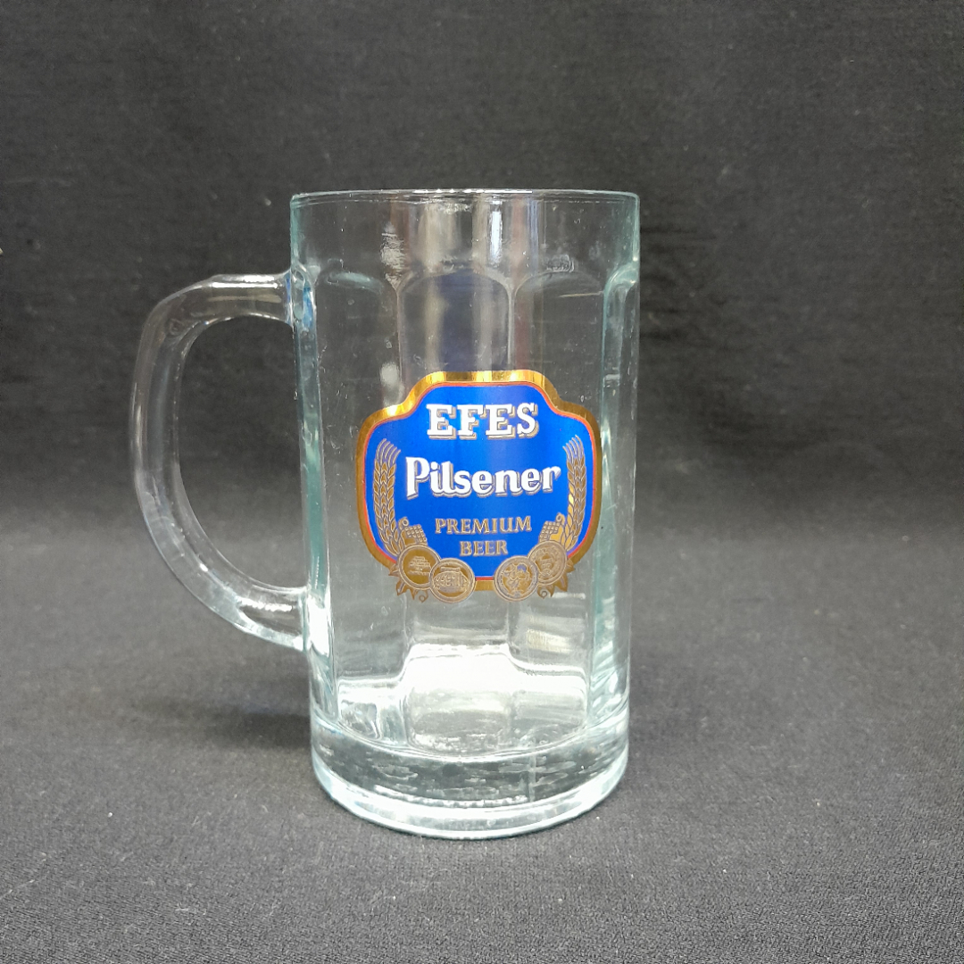 Пивная кружка "EFES Pilsener", стекло, деколь. Картинка 1