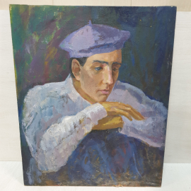 Картина "Грусть художника", холст, масло, размер 45х55 см. Винтаж, СССР.. Картинка 1