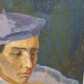 Картина "Грусть художника", холст, масло, размер 45х55 см. Винтаж, СССР.. Картинка 4