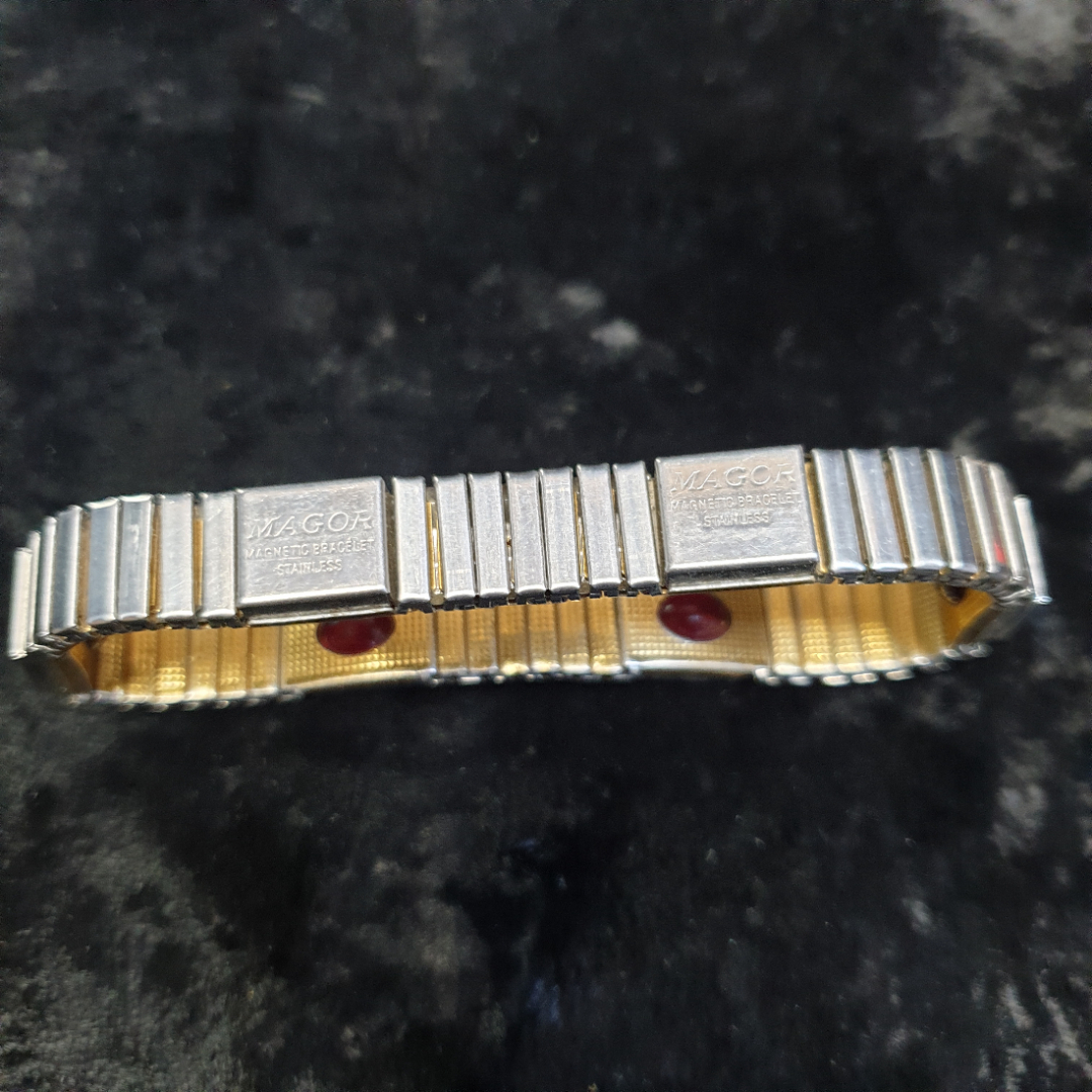 Магнитный браслет  "Magor magnetic bracelet  stainless", 1980-е г под серебро. Винтаж.. Картинка 4