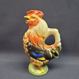 Штоф (графин) Петух Кировский ФЗ, фаянс роспись 0.75 л, скол клюва без пробки, винтаж, СССР