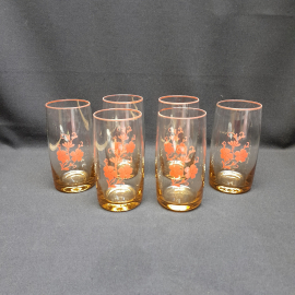 Набор стаканов, деколь, позолота, h 13.5 см, V 250 мл, винтаж, СССР