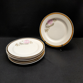 Набор десертных тарелок 6шт, d=17.5см, Дулевский ФЗ, фарфор, винтаж, СССР