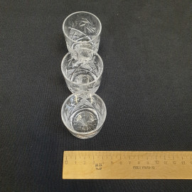 Набор из 3 стопок "Вихрь", хрусталь, h 5.5. см, V 50 мл, винтаж, СССР. Картинка 7
