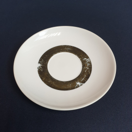 Блюдце чайное, Полтавский ФЗ, фарфор, позолота - дефект. Винтаж, СССР.
