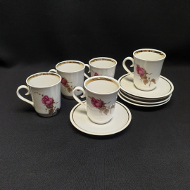 Набор из 5 кофейных пар, Синельниковский ФЗ, фарфор, V 100 мл, винтаж, СССР