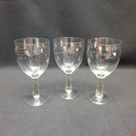 Набор из 3 бокалов, стекло, резка, h 14.5 см, V 210 мл, винтаж, СССР