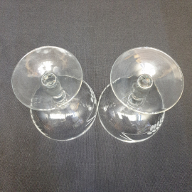 Креманка на ножке, стекло, ручная резка, фигурная ножка, 1970-1990 гг. Цена за  шт. Винтаж, СССР.. Картинка 4