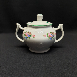 Сахарница, Дмитровский ФЗ, фарфор, деколь, V 500 мл, h 12 см, винтаж, СССР. Картинка 2