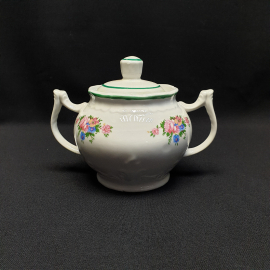 Сахарница, Дмитровский ФЗ, фарфор, деколь, V 500 мл, h 12 см, винтаж, СССР. Картинка 4
