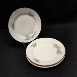 Набор из 3 десертных тарелок, Дулевский ФЗ, фарфор, деколь, d=17.5 см, винтаж, СССР