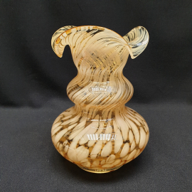 Ваза для цветов, фигурная, с волнистым краем, стекло, гутная техника обработки, 1970-1990 гг. Винтаж