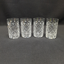 Набор из 4 стопок, стекло, резка, h=8.5 см, V=80 мл, скол, винтаж, СССР