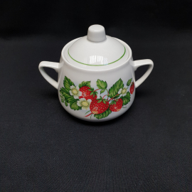 Сахарница, Краснодарский ФЗ, фарфор, деколь, V 500 мл, h 12 см, винтаж, СССР