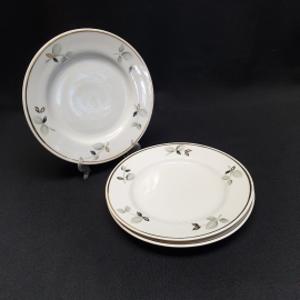 Набор из 3 пирожковых тарелок, Пролетарий ФЗ, фарфор, деколь, позолота, d=17.5 см, винтаж, СССР