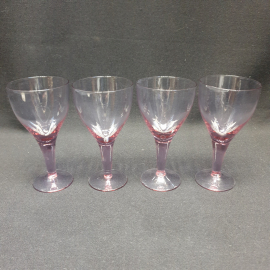 Набор бокалов 4 шт, марганцовое цветное стекло. Винтаж, СССР.