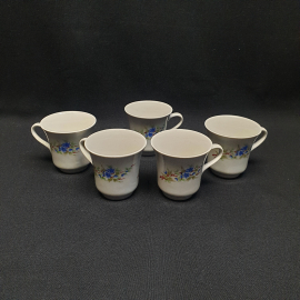 Набор из 5 чашек, фарфор, h 7 см, d 7 см, V 100 мл, деколь, винтаж