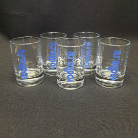 Набор из 5 стопок, стекло, деколь, d 4 см, h 7 см, V 50 мл, Россия