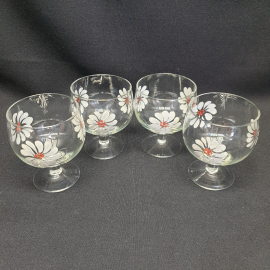 Набор бокалов 4 шт, стекло, ручная роспись, 150 мл. Винтаж, СССР.