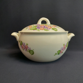 Супница, ЗИК Конакова, фаянс, деколь, 3 литра. Винтаж, СССР.