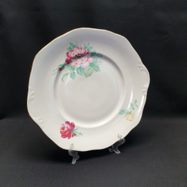 Блюдо сервировочное, Дулевский ФЗ, фарфор, деколь, позолота, d 27.5 см, винтаж, СССР