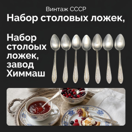 Набор столовых ложек СССР 6 шт, нержавейка, Завод Химмаш, г.Орел. Советская винтажная ложка