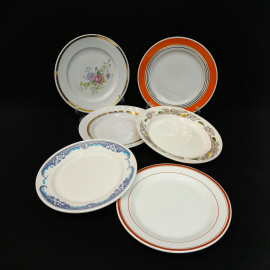 Винтажный набор Дачный 6 столовых тарелок 20-24 см в ассортименте без выбора разного сост СССР