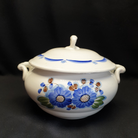 Супница ЗиК Конаково 2,5л , фаянс, ручная роспись. Винтаж, СССР.