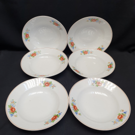 Набор суповых тарелок 6 шт, фарфор, деколь. Корея.