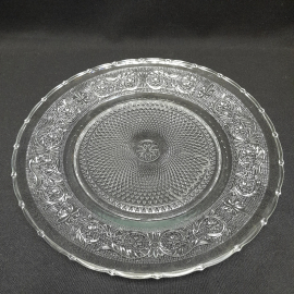 Блюдо круглое, стекло, объемный декор. Винтаж, СССР.