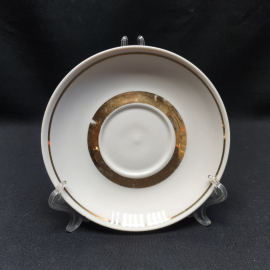 Блюдце Чайка, фарфор позолота 15 см, пересорт клейм, винтаж СССР.