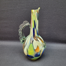 Графин, цветное стекло, гутная техника, 700 мл. Винтаж, СССР.