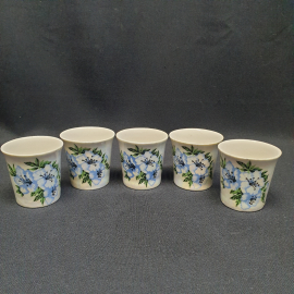 Набор стопок 5 шт, фарфор, перламутр, деколь, 50 мл. Винтаж, СССР.