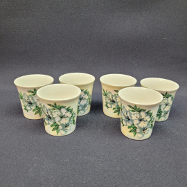 Набор стопок 5 шт, фарфор, перламутр, деколь, 50 мл. Винтаж, СССР.