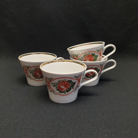 Набор из 4 чашек, Пролетарий ФЗ деколь 180 мл, винтаж СССР