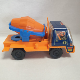 Игрушка "Автомобиль М12 - бетономешалка" 24х10, заводная, пластик, металл. Винтаж, СССР.. Картинка 4
