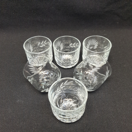 Набор стопок 6 шт, стекло, ручная резка, 50 мл. Винтаж, СССР.