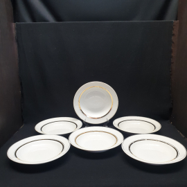 Набор из 6 тарелок, Конаковский ФЗ, фаянс, позолота. Винтаж, СССР