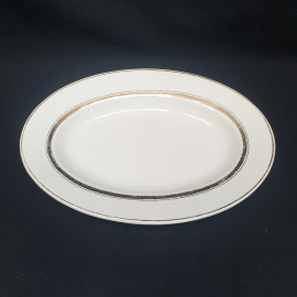 Блюдо овальное, Конаковский ФЗ, фаянс, позолота. Винтаж СССР