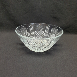 Салатник, хрусталь в прессе, диаметр 22 см высота 9.5 см винтаж СССР