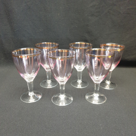 Набор из 6 бокалов, марганцевое стекло высота 15 см объем 200 мл, винтаж СССР