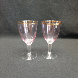 Набор из 2 бокалов,  марганцевое стекло высота 15 см объем 200 мл, винтаж СССР