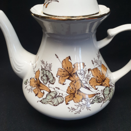 Чайник доливной, Чайка, фарфор, деколь, позолота, 1л.600 мл. Винтаж, СССР. Картинка 2