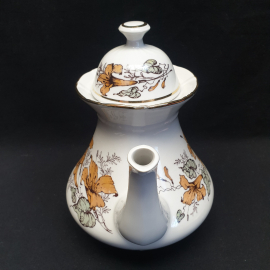 Чайник доливной, Чайка, фарфор, деколь, позолота, 1л.600 мл. Винтаж, СССР. Картинка 3