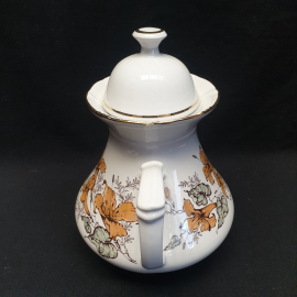 Чайник доливной, Чайка, фарфор, деколь, позолота, 1л.600 мл. Винтаж, СССР. Картинка 5