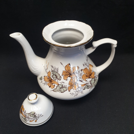 Чайник доливной, Чайка, фарфор, деколь, позолота, 1л.600 мл. Винтаж, СССР. Картинка 6