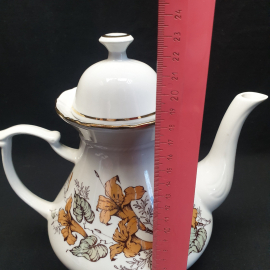 Чайник доливной, Чайка, фарфор, деколь, позолота, 1л.600 мл. Винтаж, СССР. Картинка 11