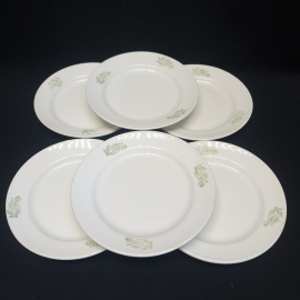 Набор обеденных тарелок 6 шт, Чайка, фарфор, деколь. Винтаж, СССР.