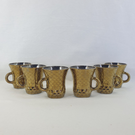 Набор из 6 кофейных кружек, Уршельский ХЗ,  стекло, позолота, 100мл. Винтаж