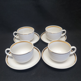 Кофейный сервиз на 4 персоны, Дулево, фарфор, позолота. Винтаж, СССР.